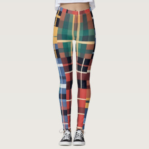 Legging Padrão Ousado de Tartan Mash-Up