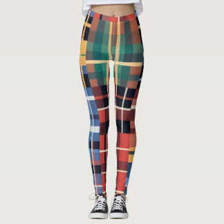 Legging Padrão Ousado de Tartan Mash-Up