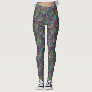 Legging Padrão Paisley de Pavão Roxo