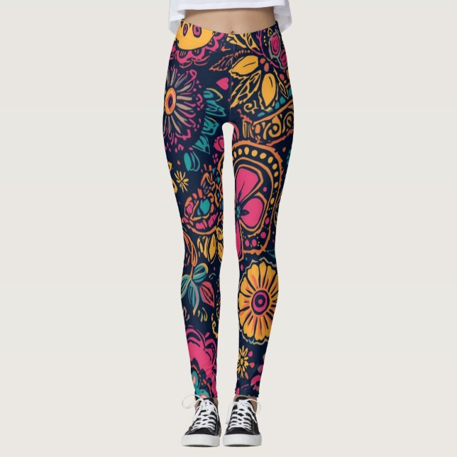 Legging Padrão Paisley Floral (Frente)