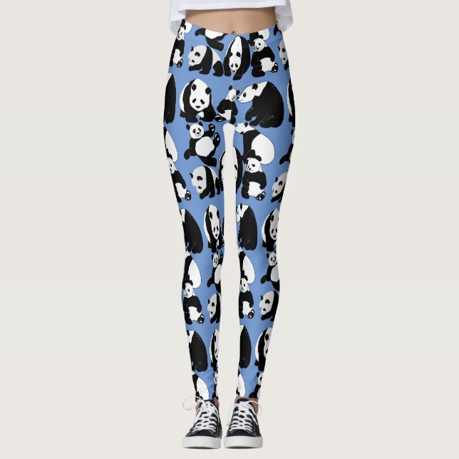 Legging Padrão Panda LFundo Azul (Frente)
