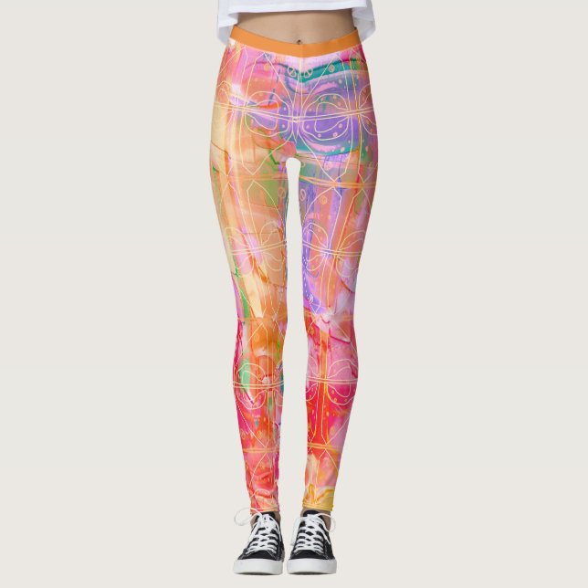 Legging Padrão Pastel Brilhante (Frente)