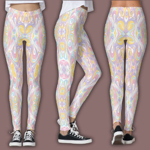 Legging Padrão Pastel Psicodélico Mármore Líquido Groovy