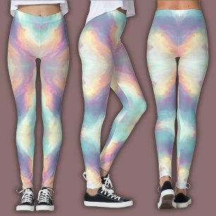 Legging Padrão Pastel Psiquedélico Nebulosa Iridescente