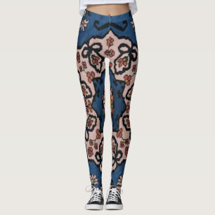 Legging Padrão Persa Turco Azul Oriental