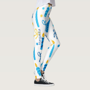 Legging Padrão Personalizado de Hanukkah Treino Fofo