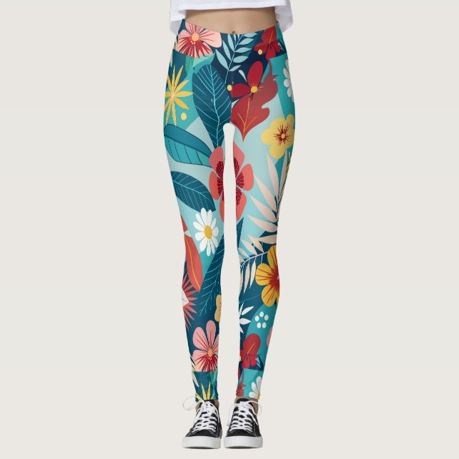 Legging Padrão Personalizado Floral do Summer Vibes (Frente)