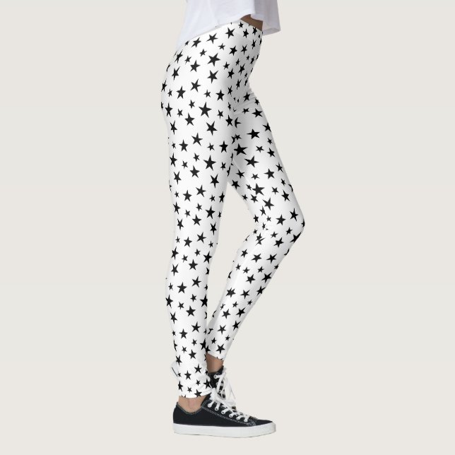 Legging Padrão preto e branco das estrelas (Direita)