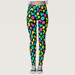 Legging Padrão preto e neon do anos 80/90