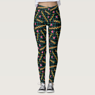 Legging Padrão preto e neon do anos 80/90