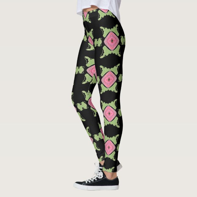 Legging Padrão Preto e Rosa (Esquerda)