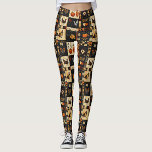 Legging Padrão Primitivo de Filtro de Arte Folclórica ou