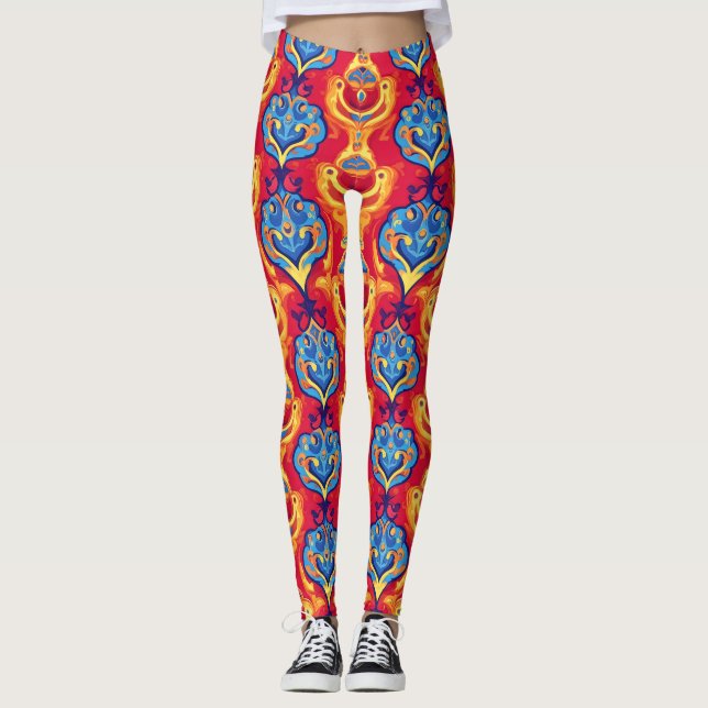 Legging Padrão psicodélico colorido (Frente)
