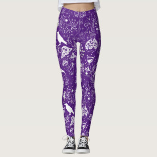 Legging Padrão Psicodélico do Cogumelo 2D.BW.b Roxo BG