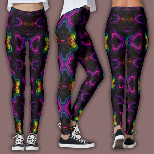 Legging Padrão Psicodélico Vibrante   Kaleidoscópio Neon