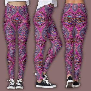 Legging Padrão Psicodélico Vibrante   Magenta/Azul Alucina