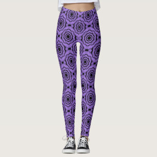 Legging Padrão Purple Black Flower Sem Costura