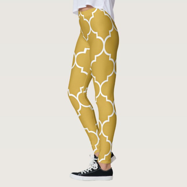 Legging Padrão Quatrefoil Dourado (Esquerda)