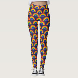 Legging Padrão Rainbow no Orgulho LGBTQ Azul Marinho