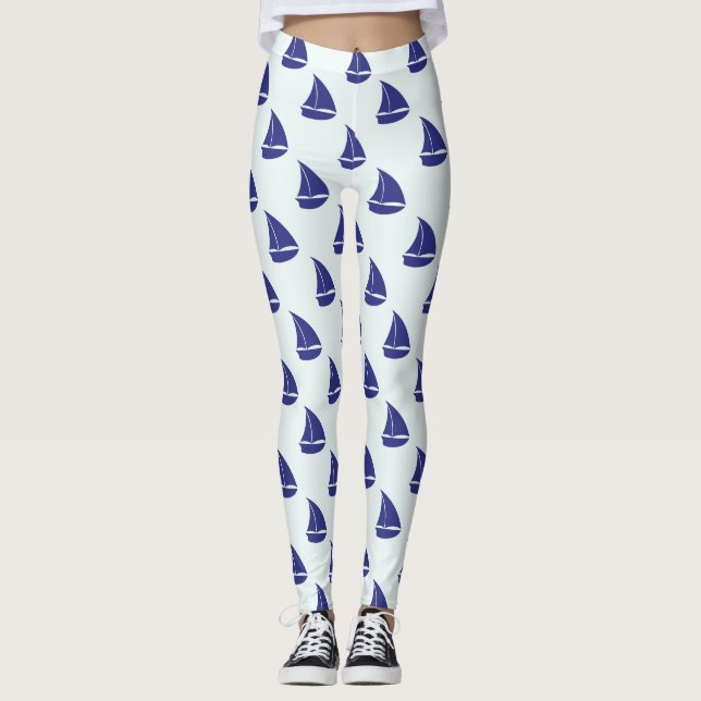 Legging Padrão Real Blue Sailboat (Frente)