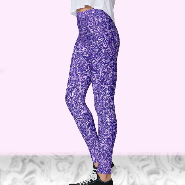 Legging Padrão real de tendência na moda moderna azul e br (Criador carregado)