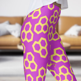 Legging Padrão residencial de mel rosa vibrante