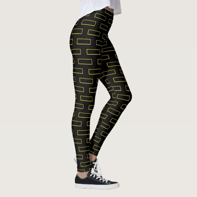 Legging Padrão Retângulo Amarelo da Moda (Direita)