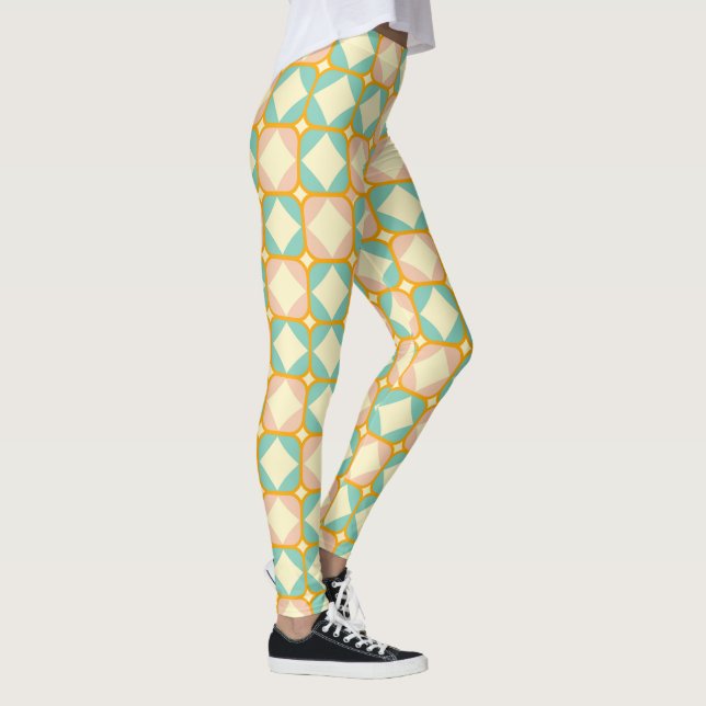 Legging Padrão retrô contínuo com quadrados arredondados (Direita)