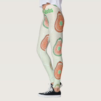 Legging Padrão Retro de Abacate – Pêssego e Verde Menta
