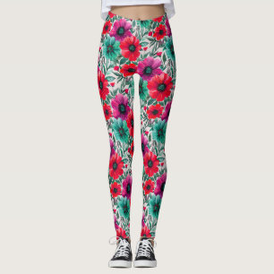 Legging Padrão retro de moda russa floral