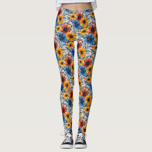 Legging Padrão retro de moda russa floral