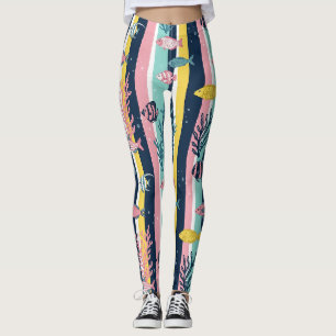Legging Padrão Retro Náutico de Aquarela (7)