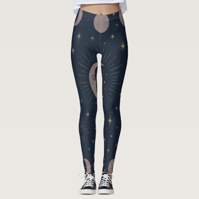 Legging Padrão Ritualar da Lua Celestial | Mulheres Cósmic (Frente)