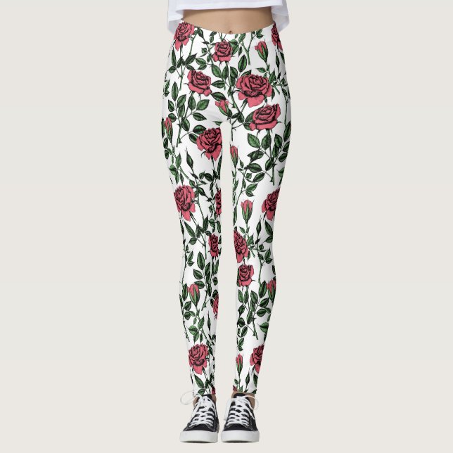 Legging padrão rosa (Frente)