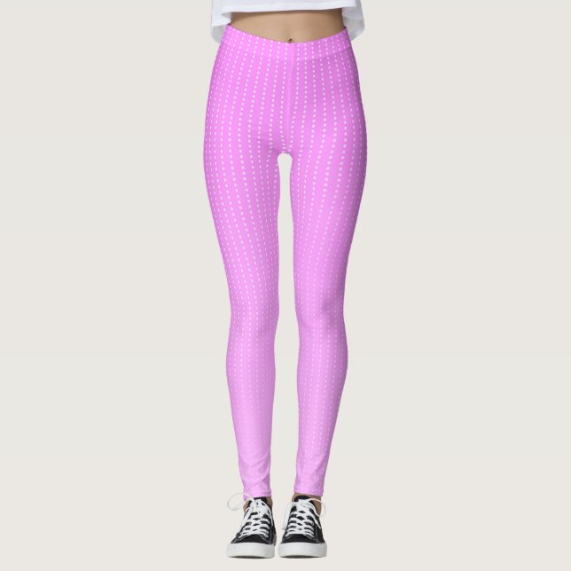 Legging Padrão rosa de pontos brancos (Frente)
