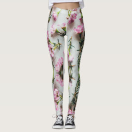 Legging Padrão rosa do Adenium 3D sobre fundo branco