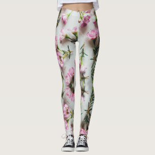 Legging Padrão rosa do Adenium 3D sobre fundo branco