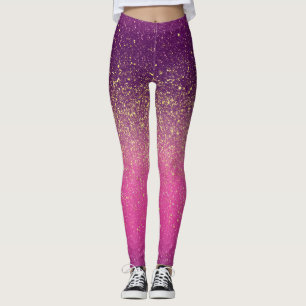 Legging Padrão Rosa Ombre Brilhante