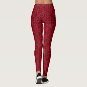 Legging padrão rosa vermelha