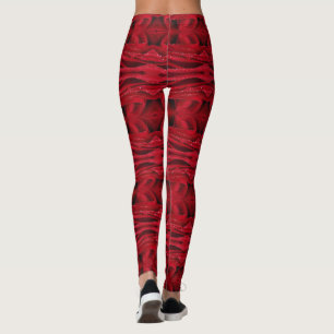 Legging padrão rosa vermelha