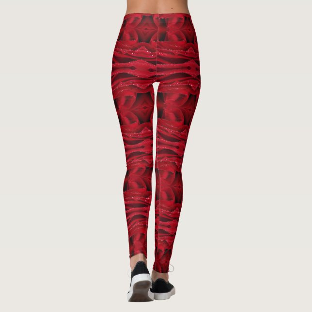Legging padrão rosa vermelha (Verso)