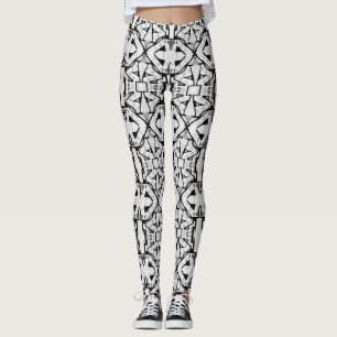 Legging Padrão Rustic Black and White Abstrato
