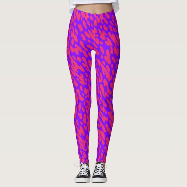 Legging Padrão Safari de Impressão Neon Animal Colorida Tr (Frente)