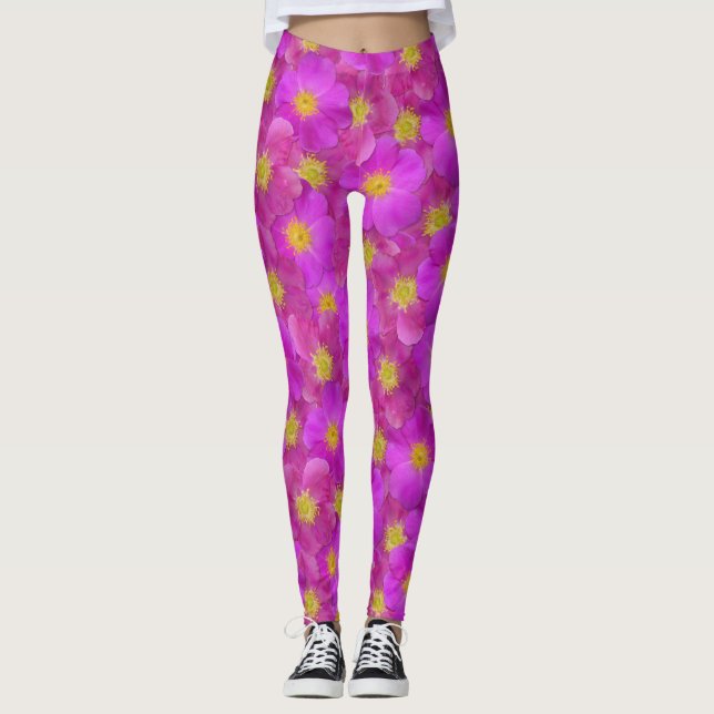 Legging Padrão Selvagem de Rosa (Frente)