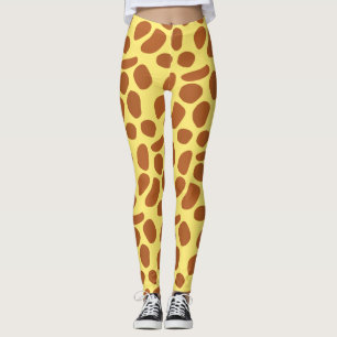 Legging Padrão sem costura da pele de girafa amarela branc