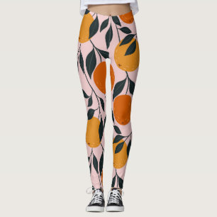 Legging Padrão Sem Costura De Citros De Laranja Vibrante