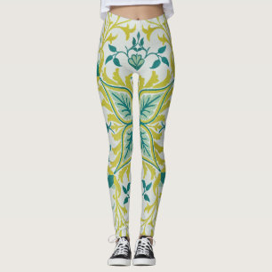 Legging Padrão sem costura de teto William Morris em verde