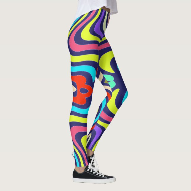 Legging Padrão Simétrico de Ondas Vibrantes (Direita)