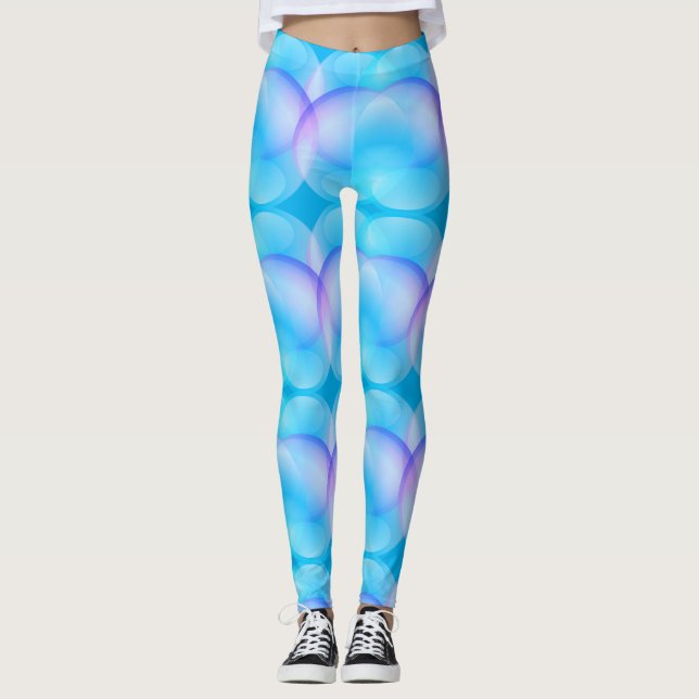 Legging Padrão simples de bolha de sabão com gradiente azu (Frente)