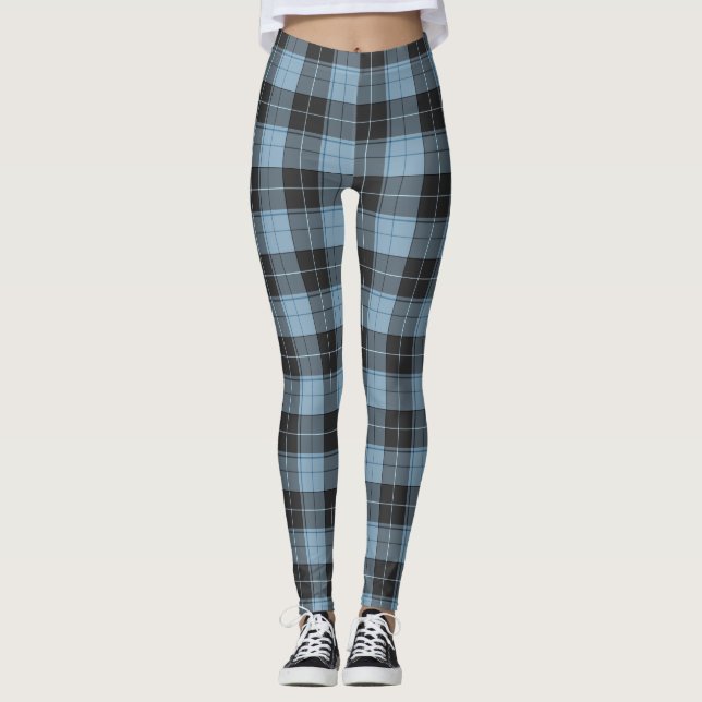 Legging Padrão simples de xadrez escocês em azul claro (Frente)